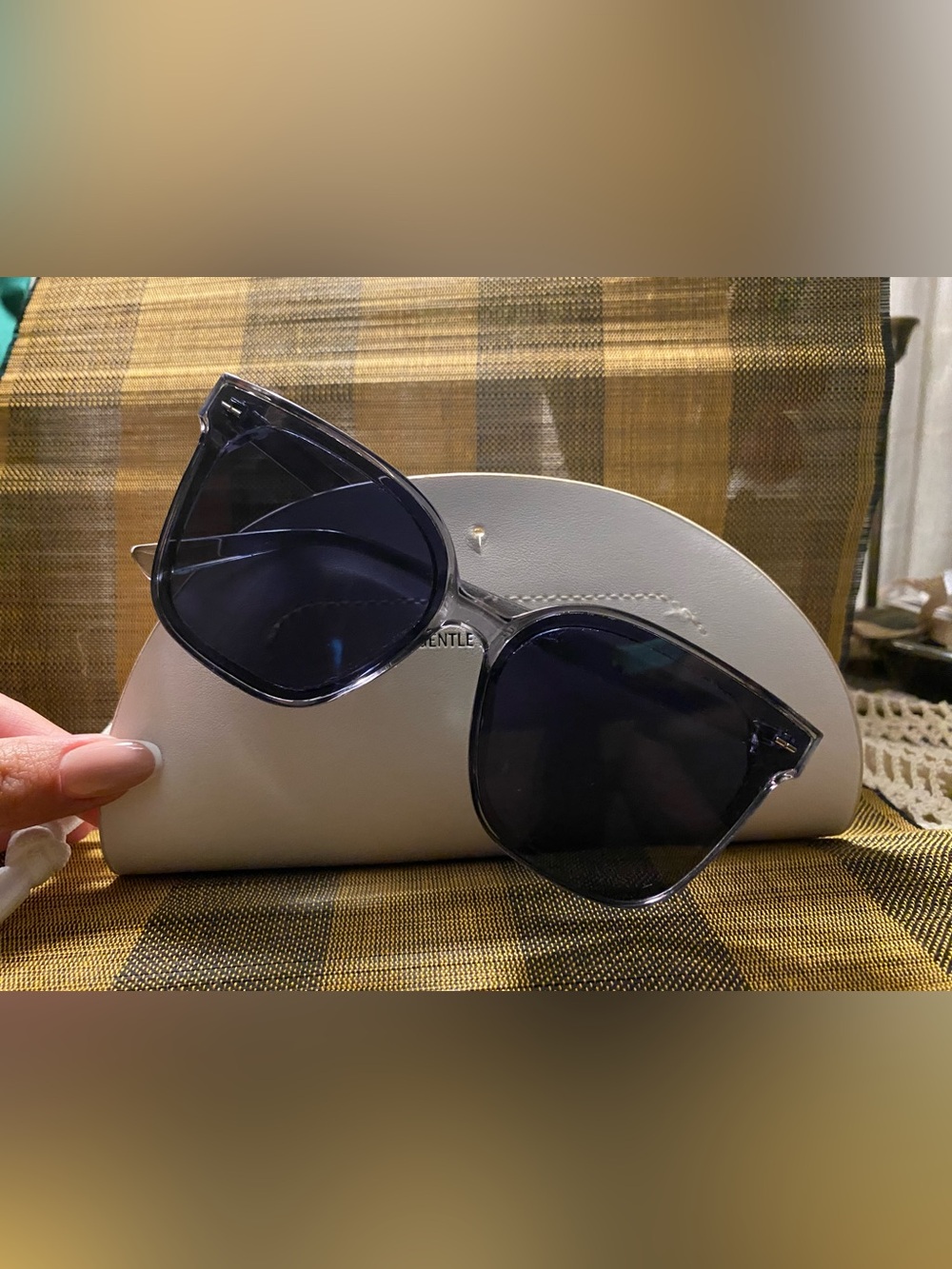 GENTLE MONSTER Cat-Eye Sunglasses in Clear Frame with Black Lenses